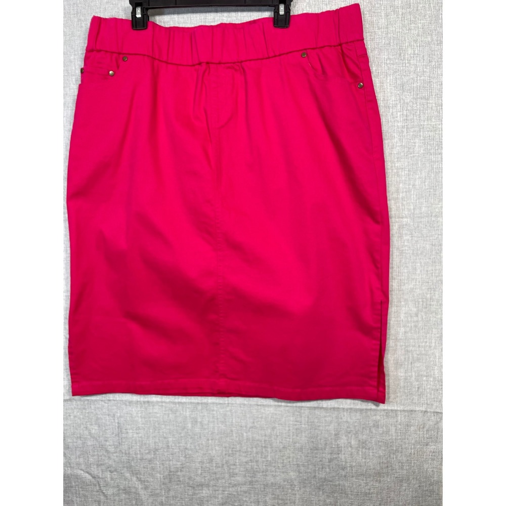 Jessica London Womens Denim Skirt Size 20W‎ Pink Cotton Blend Pull On Pencil - Picture 2 of 10